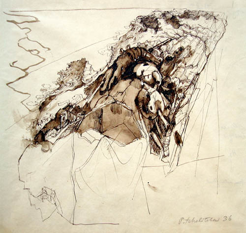 Pavel Tchelitchew - Study for Phenomena - 1936 ink and wash on paper